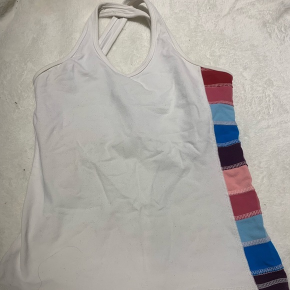 lululemon athletica Tops - Rare Lululemon tank Size 4 white w/ color stripe lululemon athletica Tops - Rare Lululemon tank Size 4 white w/ color stripe